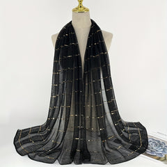 Sequins Solid Scarf Crinkle Sparkling Stripe Print Windproof Head Wrap