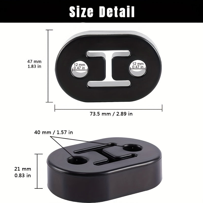 4pcs Universal Rubber Exhaust Hanger Muffler 2 Hole 0.47in Insulator Support