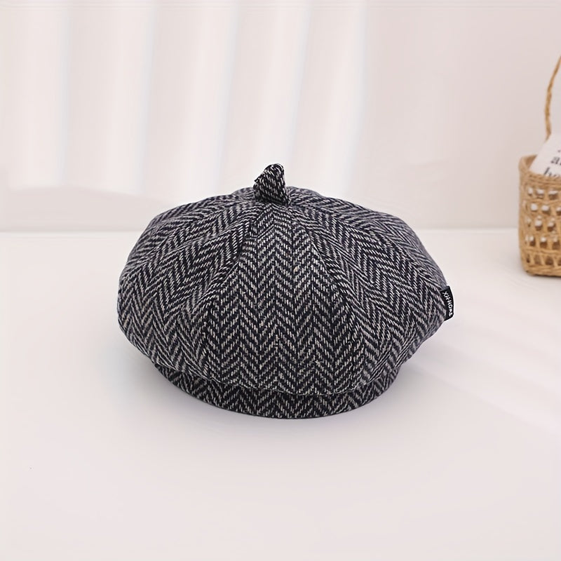 Striped Sun Cap for Kids Girls Newsboy Hat
