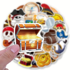 50pcs Pirate Skull and Crossbones Stickers for Party Decorations
