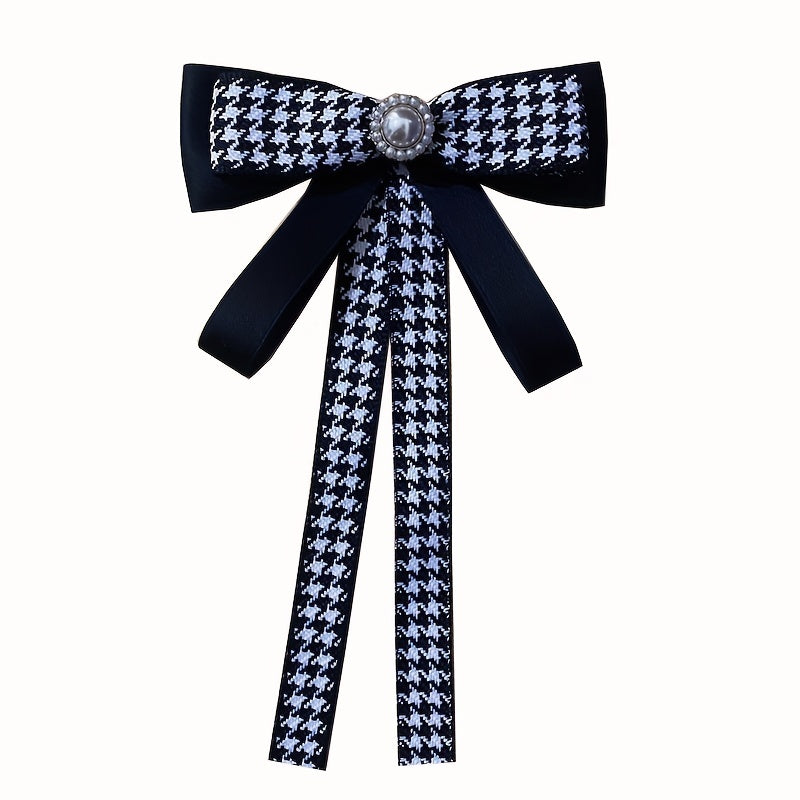 Houndstooth Bow Tie Double Layer Brooch Neck Ties