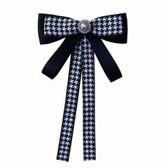 Houndstooth Bow Tie Double Layer Brooch Neck Ties
