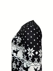 Christmas Nightdress Women's Elk & Snowflake Print Tee Sleep Dress