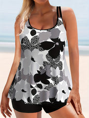 Modest Tankini Set Polka Dot Print Cami Top & Boysho