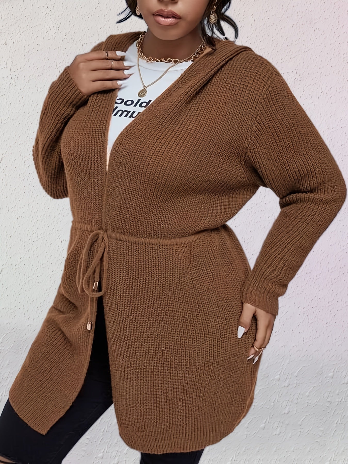 Drawstring Hoodie Cardigan