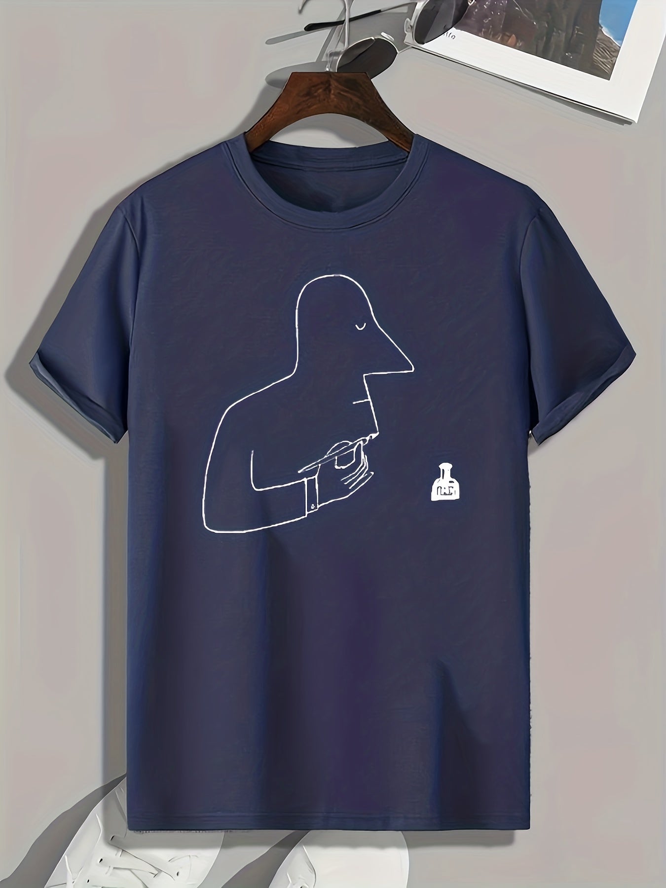 Man Pattern Print Comfy Sports T-shirt for Outdoor Activities