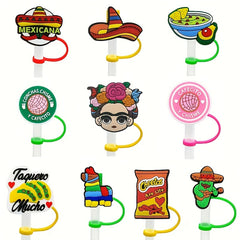 10pcs Cartoon Reusable Silicone Straw Caps Dustproof Cup Stopper
