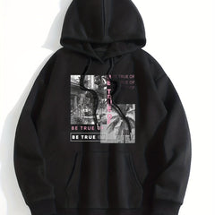 Graphic Print Kangaroo Pocket Hoodie Women's Sweatshirt