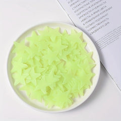 70pc 3D Luminous Star Wall Stickers Fluorescent Home Bedroom Room Decor