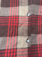 Plaid Print Button Up Roll Up Sleeve Turn Down Collar Blouse