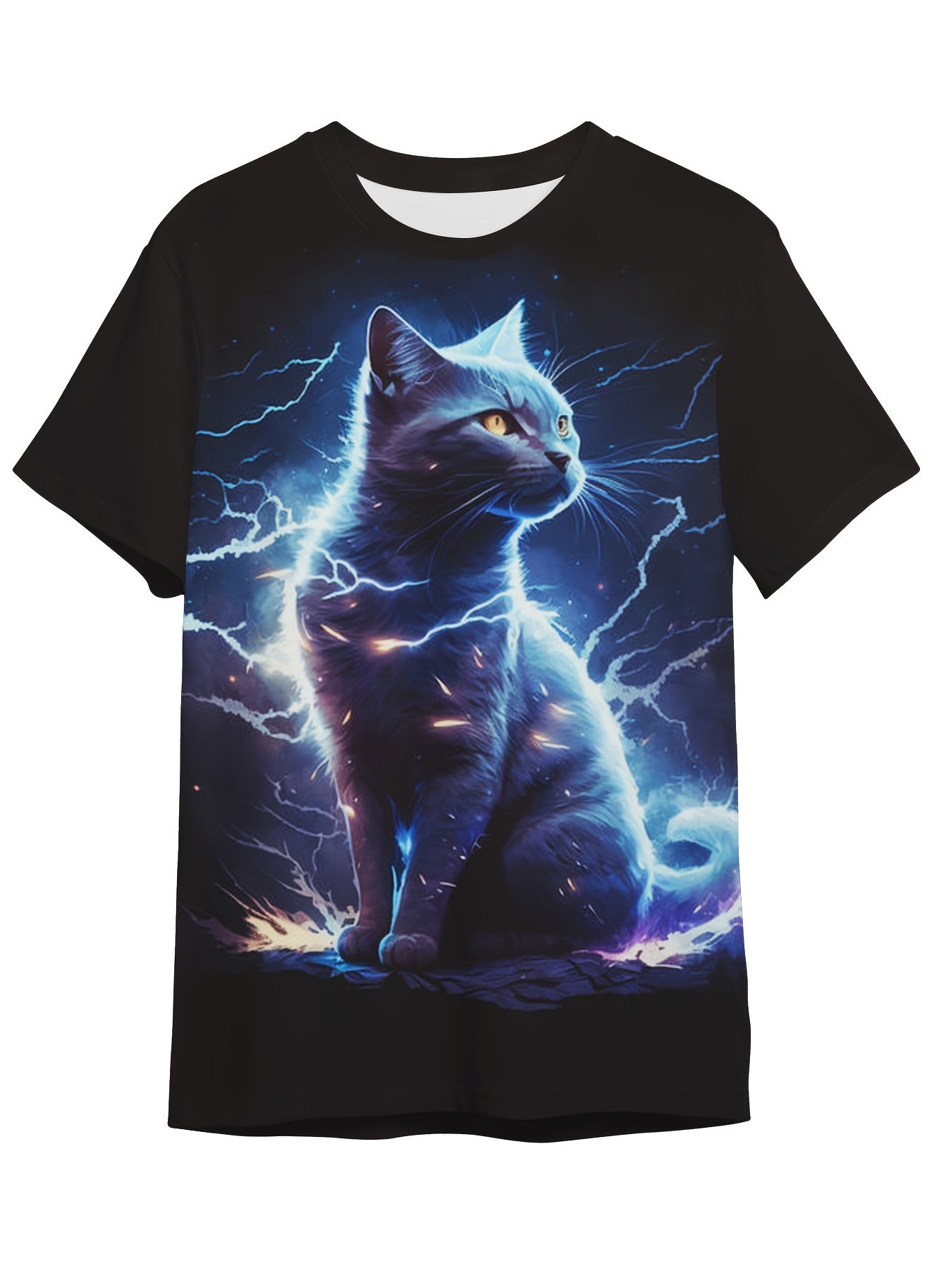 Lightening Cat Graphic T-shirt for Boys and Girls