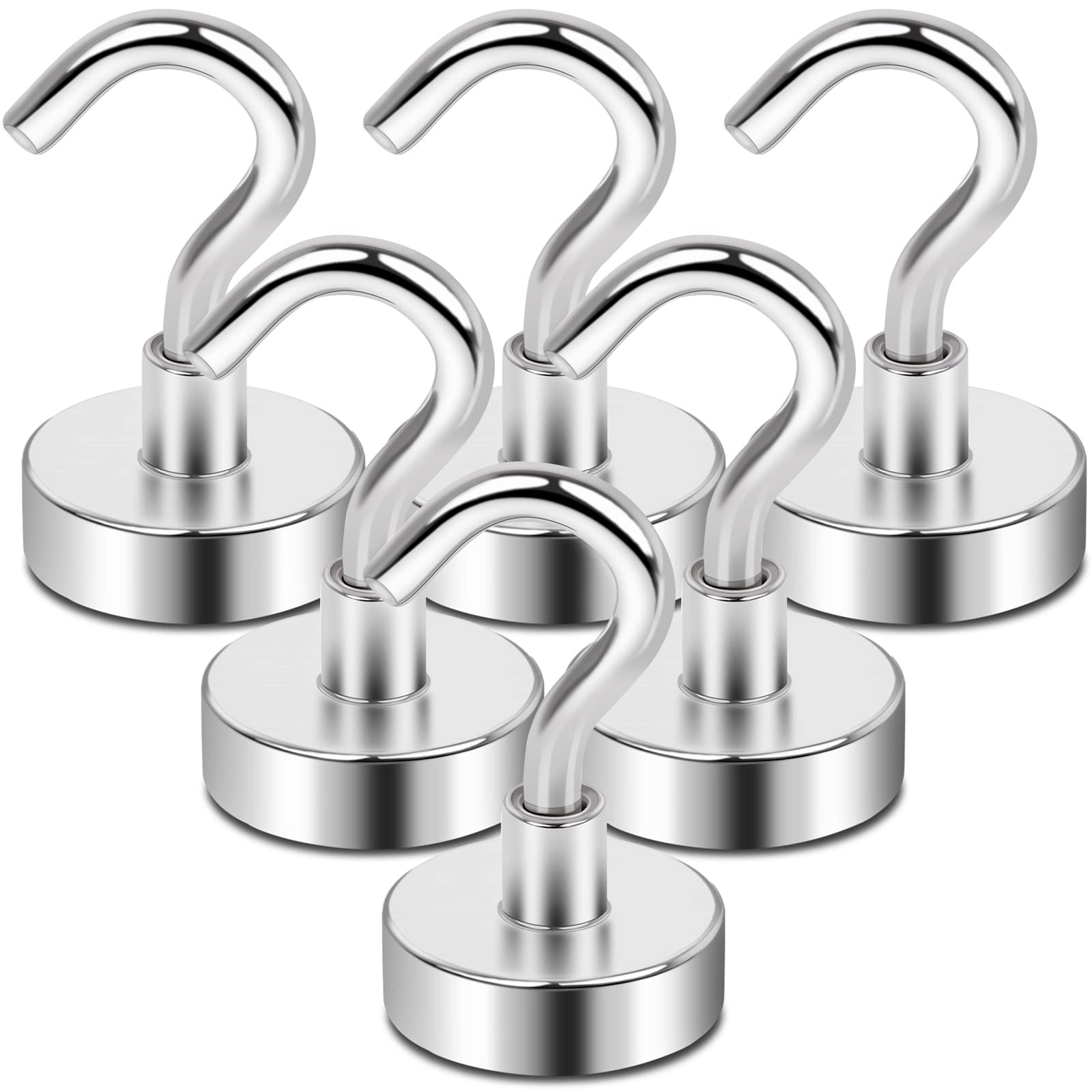 6pcs Neodymium Magnetic Hooks 25Lbs Heavy Duty Refrigerator Hook