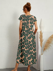Vintage Floral Print Ruched Dress