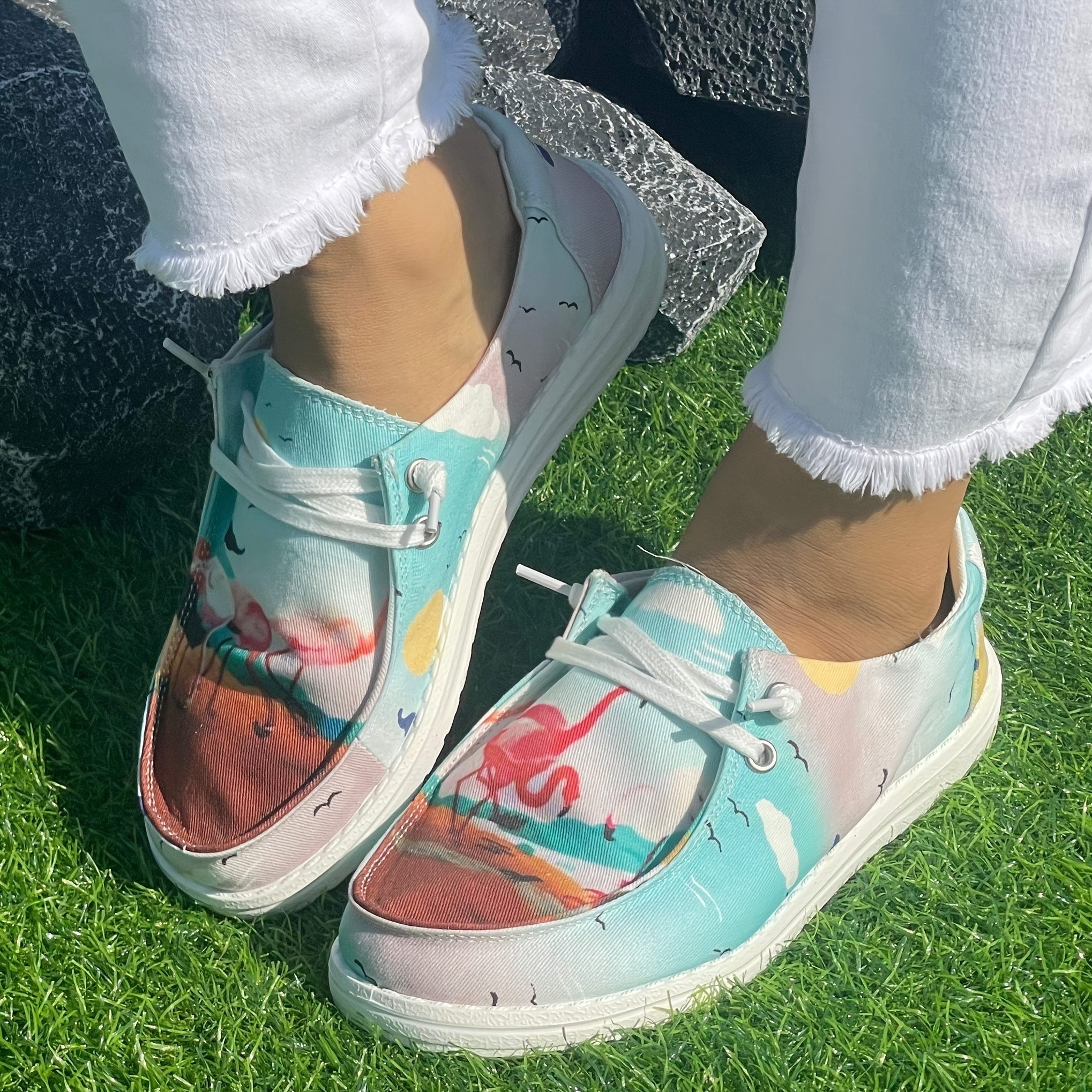 Thousand Crane Pattern Flat Shoes Women's Shallow Mouth Casual Shoes