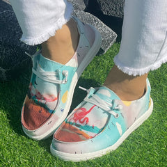 Thousand Crane Pattern Flat Shoes Women's Shallow Mouth Casual Shoes