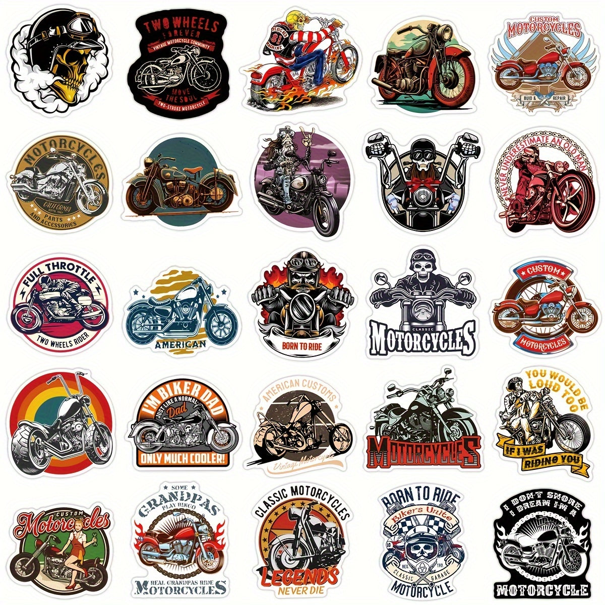 50pcs Rock Motorcycle Stickers Cross Motorcycle Waterproof Decoration Stickers
