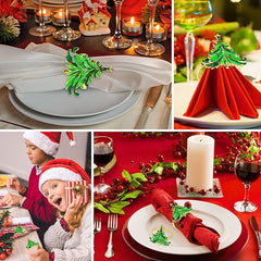 4pcs Christmas Tree Decor Napkin Rings for Party Table Decor