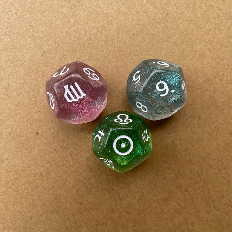 3pcs Multicolor Dice 12 Sided Resin Dice Astrology Tarot Constellation Dice