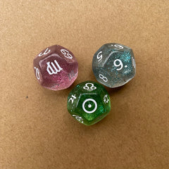 3pcs Multicolor Dice 12 Sided Resin Dice Astrology Tarot Constellation Dice