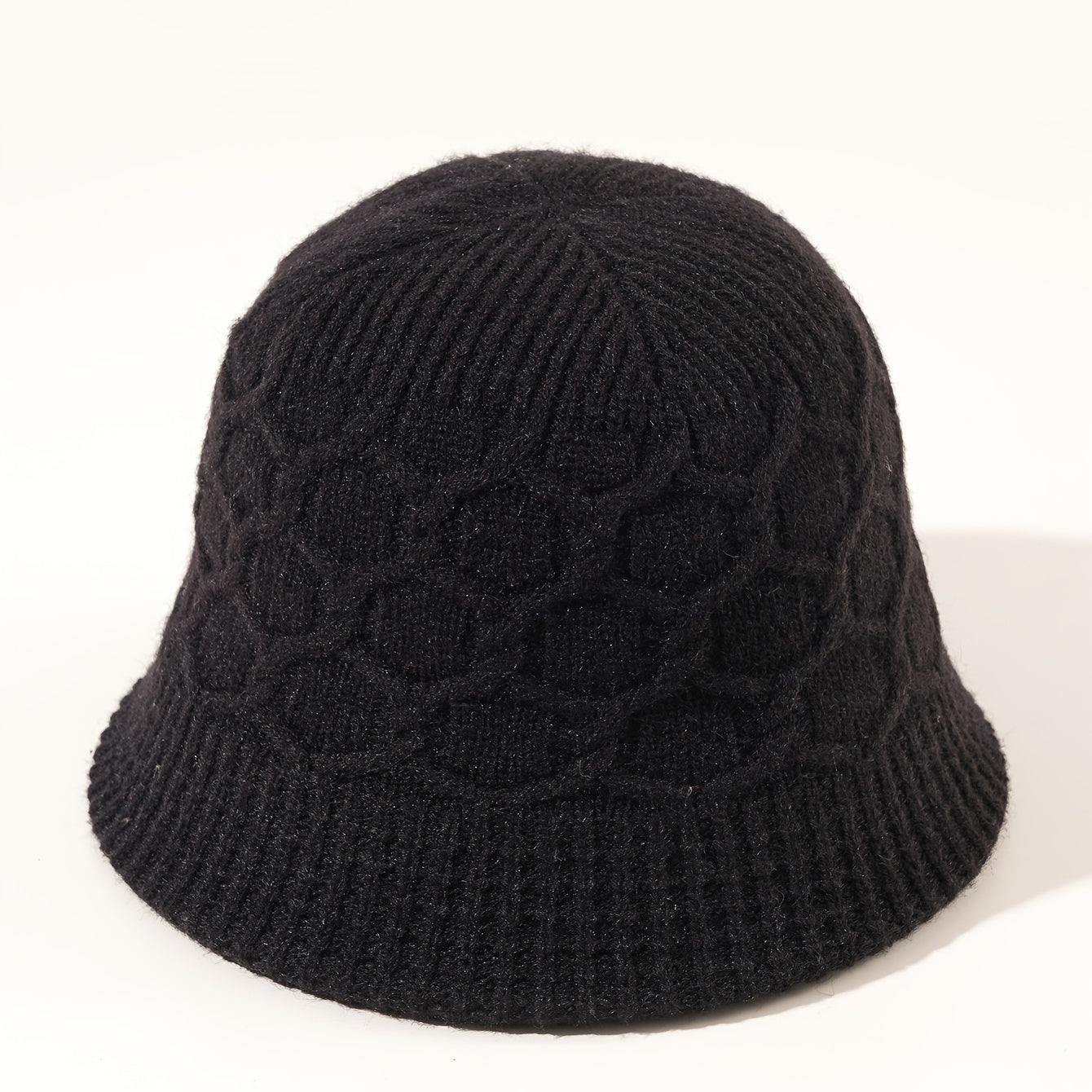 Woolen Knitted Plaid Bucket Hat for Women