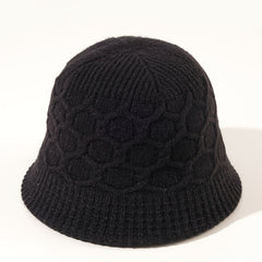 Woolen Knitted Plaid Bucket Hat for Women