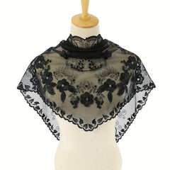 Lace Flower Embroidery Triangle Veil Mantilla Head Wrap