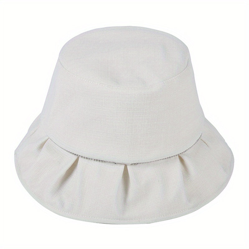 Ruffles Solid Bucket Hat French Style Sunscreen Beach Hats