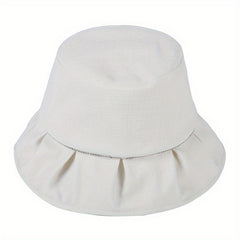 Ruffles Solid Bucket Hat French Style Sunscreen Beach Hats
