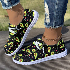 Avocado Cartoon Pattern Skate Shoes for Women