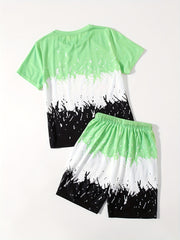 Boys YOUNG Print T-shirt & Shorts Set