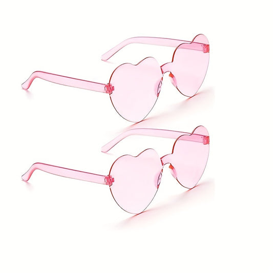 2pcs Heart Sunglasses Frameless Funny Heart Glasses Party Favor