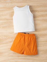 Baby Boy's Tree Print Vest & Shorts Set Summer Outfit