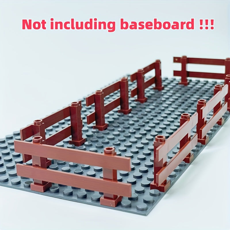 8pcs Brown Building Blocks Fence Set for DIY Animal Scenes