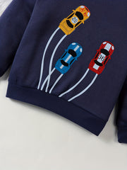 Sports Car Pattern Kid's Thermal Sweatshirt Long Sleeve Top
