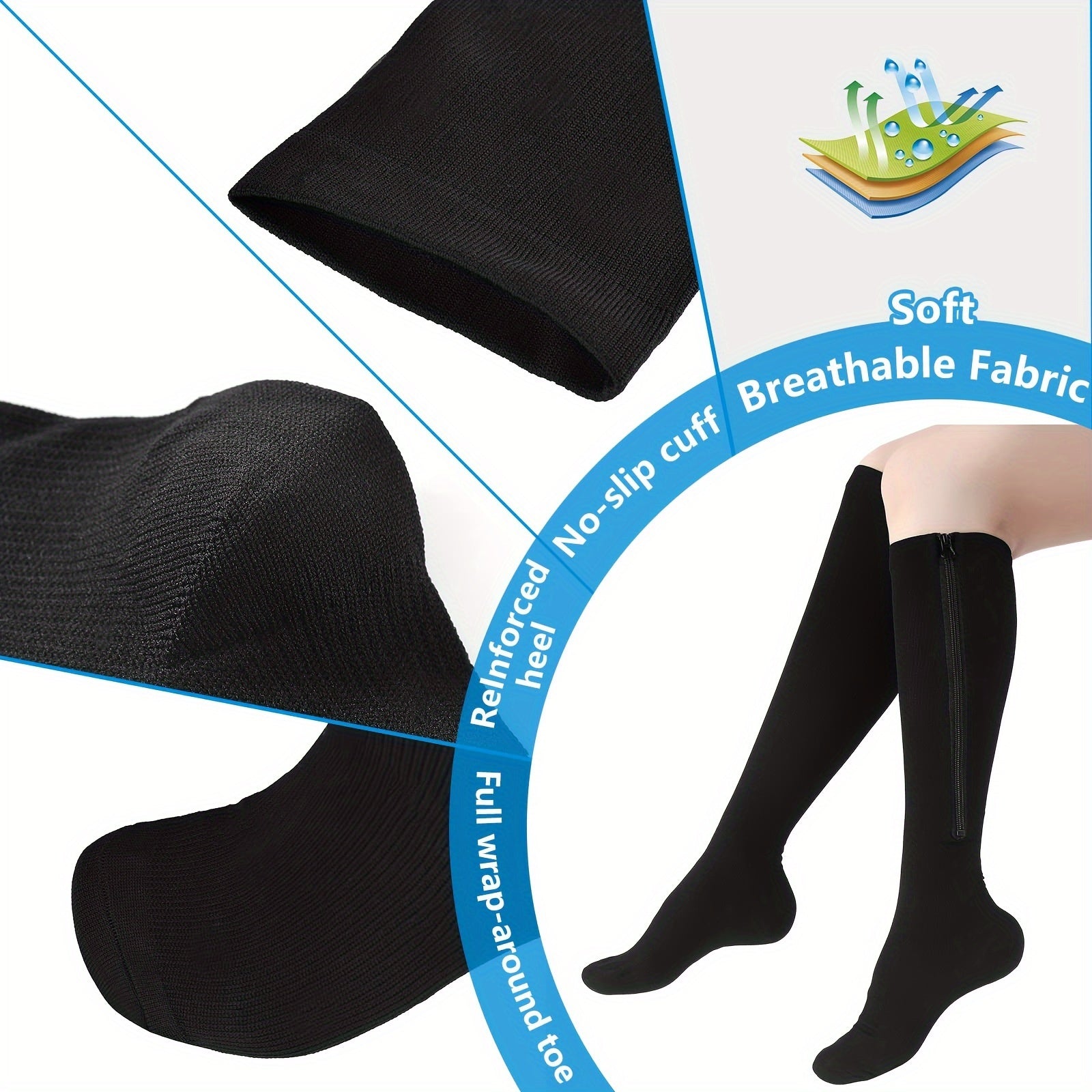 Men's Compression Zip Sport Socks - Set of 2