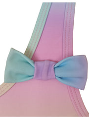 2pcs Gradient Swimsuit Set with Cap for Girls