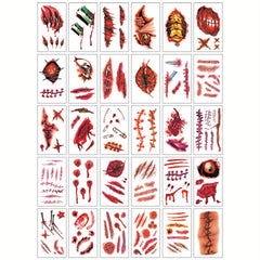 30 Sheets Realistic Wound Injury Tattoo Stickers for Halloween Costume