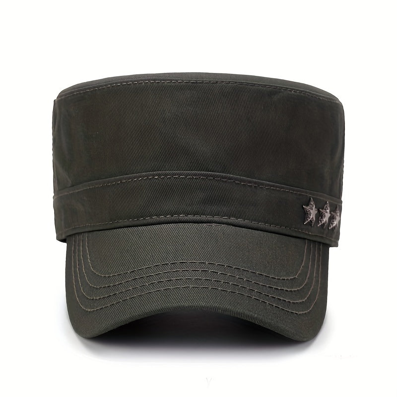 Men's Spring Flat Hat with Five-pointed Star Design
