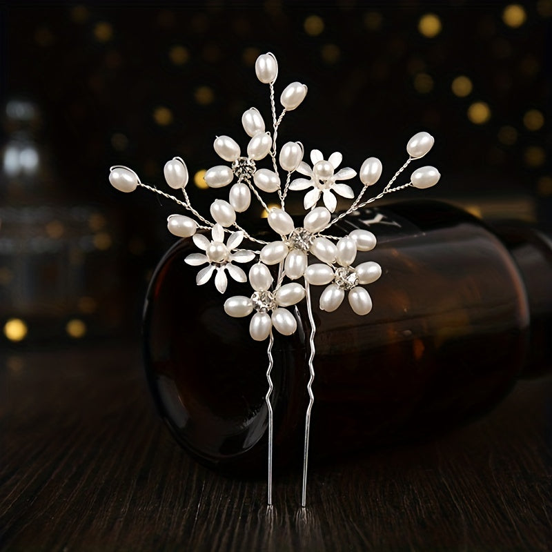 Faux Pearl Flower Hair Pins Wedding Hair Accessories