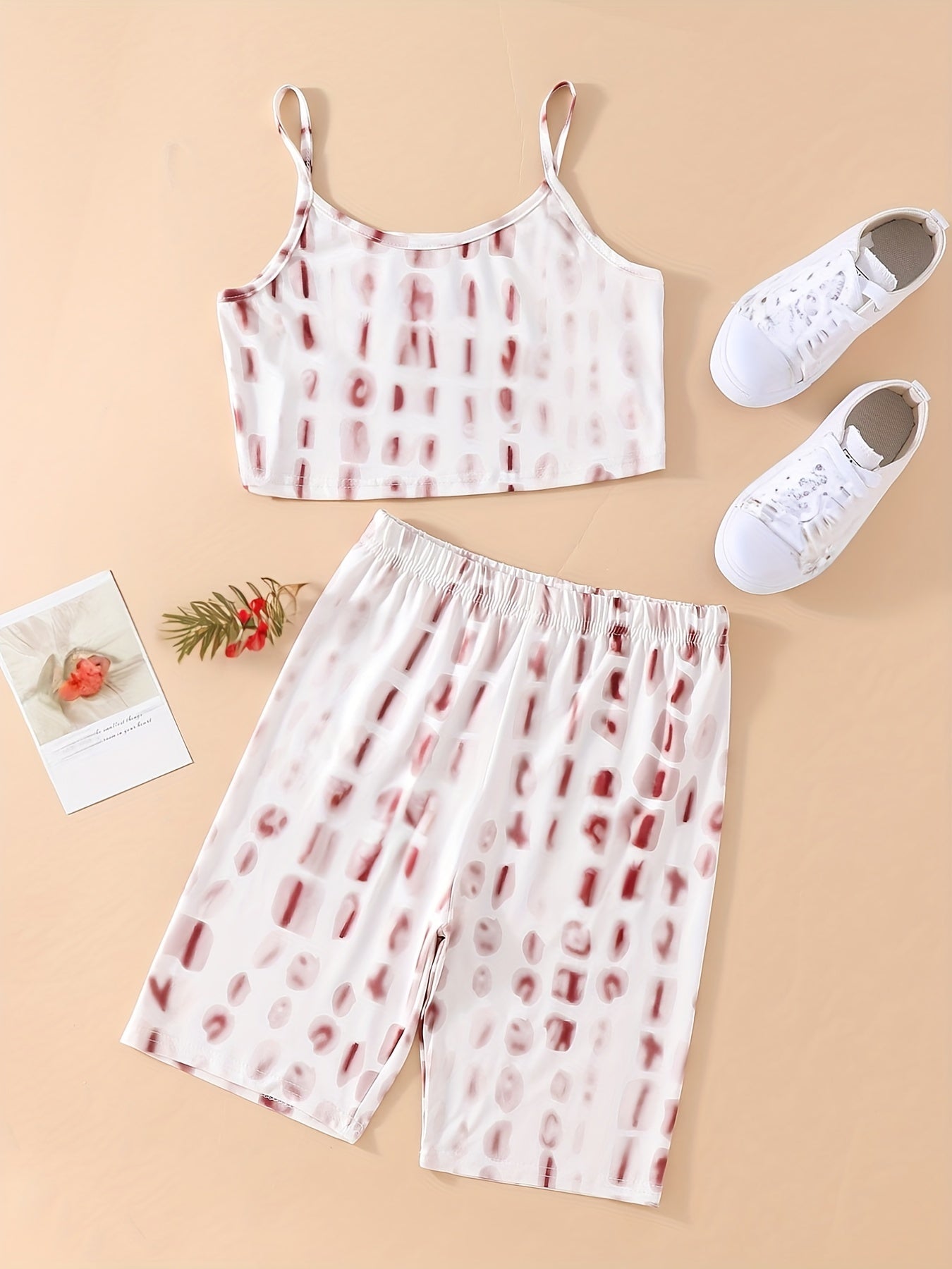 Girls Tie Dye Cami Top & Biker Shorts Set Kids Summer Clothes