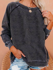 Raglan Neck Pullover Sweatshirt Long Sleeve for Women