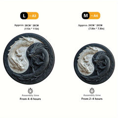 Yin Yang Double Dragon Wooden Puzzle & Mural A3 & A4 Sizes