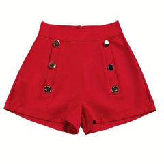 High Waist Button Decor Shorts for Summer