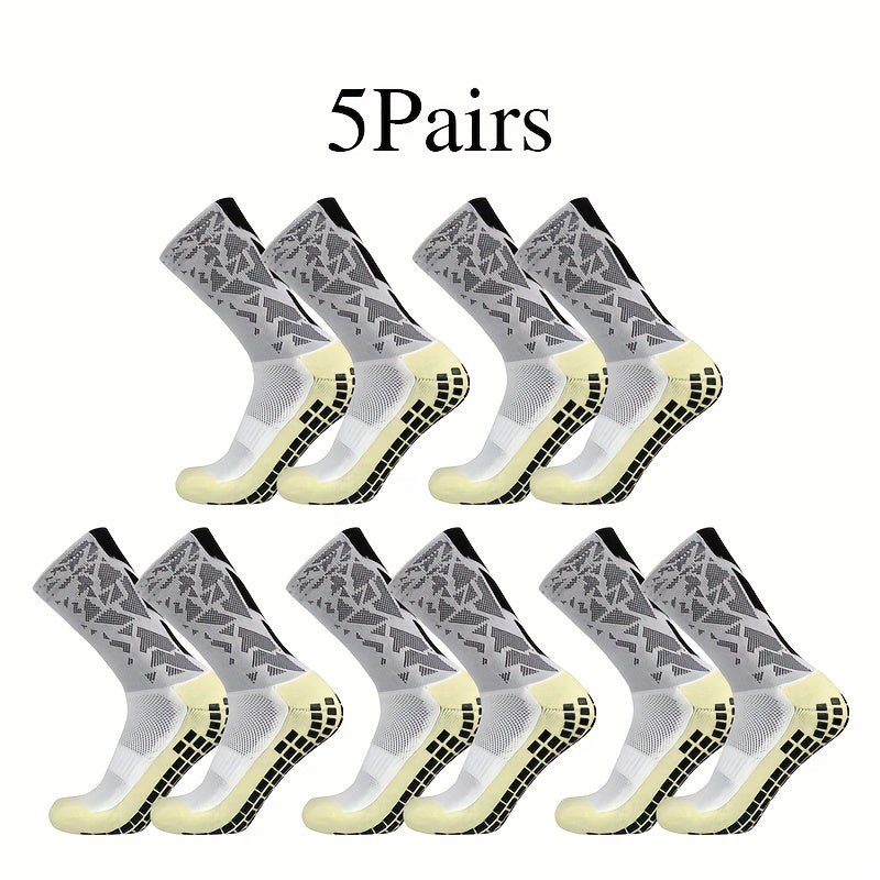 5pairs Football Socks Non-slip Breathable Soccer Crew Socks