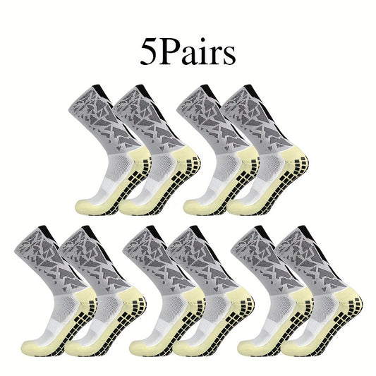 5pairs Football Socks Non-slip Breathable Soccer Crew Socks