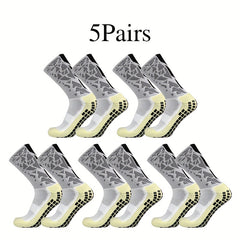 5 Pairs Camo Silicone Soccer Socks Sports Crew Socks Men Women