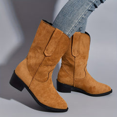 Women's Embroidered Western Boots Slip On Chunky Heel Boots