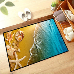 Ocean Style Crystal Velvet Carpet Non Slip Sea Star Shells Living Room Mat