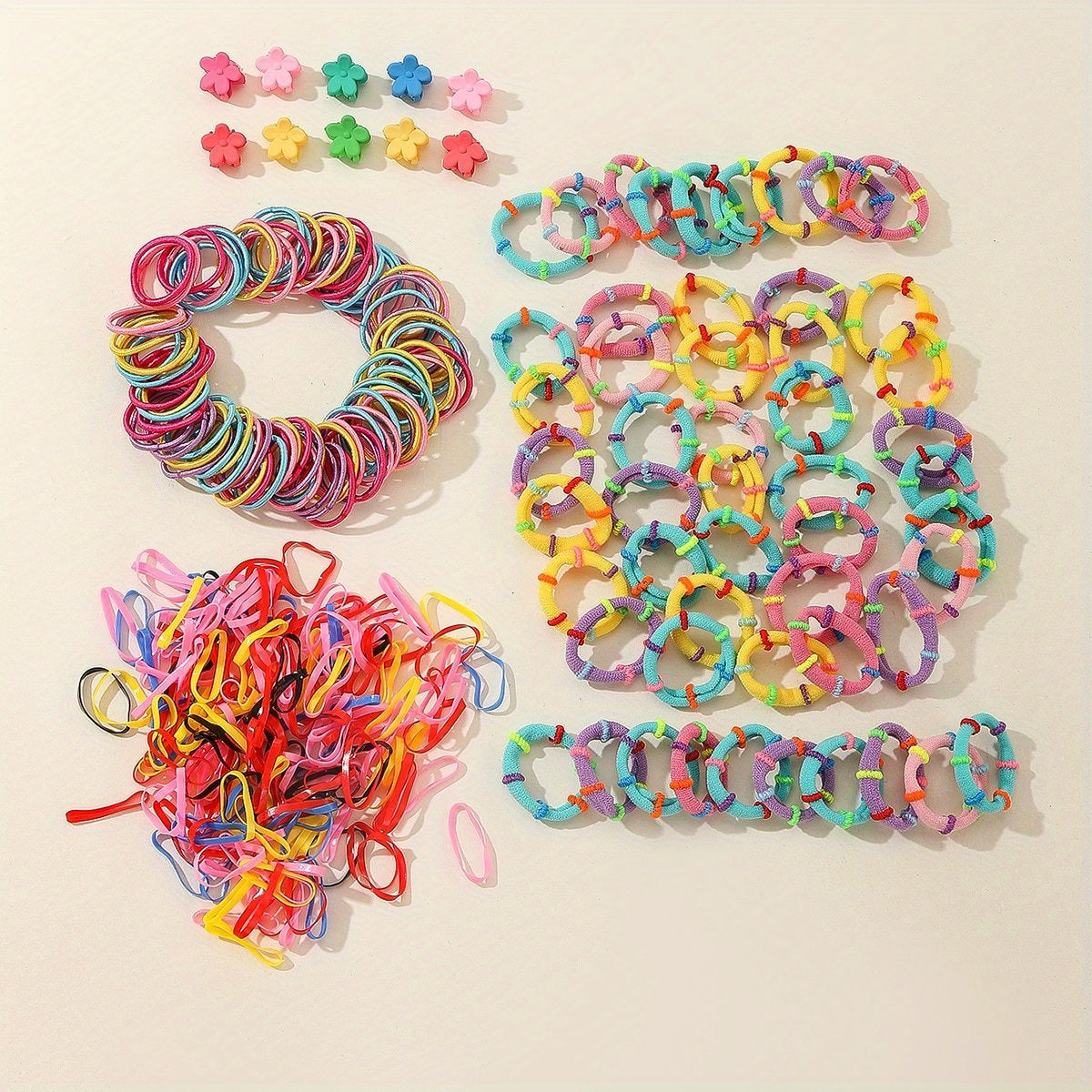 410pcs Colorful Elastic Ponytail Holder Hair Styling Kit
