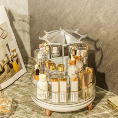 360 Degree Rotating Makeup Organizer Clear Rotatable Cosmetic Storage Box